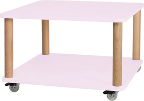 Kwadratowy stolik kawowy na kółkach Ashme z kolorowym blatem 64x64 cm