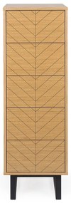 Komoda w dębowym dekorze Woodman Mora Narrow Herringbone Print