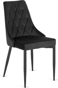 Krzesło Tapicerowane do Salonu CORK Czarne Welurowe Nowoczesne Loft