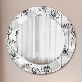 Lustro dekoracyjne okrągłe Kwiaty maki