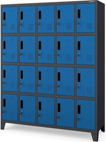 Szafa BHP 20-skrytkowa 136x45x172 cm Robert, antracyt/niebieski