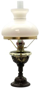 Lampa naftowa RŮŽENA 50 cm zielona leśna z cynowym zdobieniem