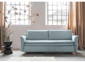 Jasnoniebieska aksamitna rozkładana sofa 225 cm Charming Charlie – Miuform