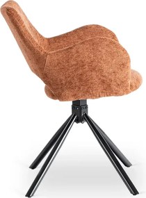 Zestaw Stół Rozkładany IBIZA 160-240 cm Czarny Marmur i 4 Krzesła Tapicerowane FLAV Rude