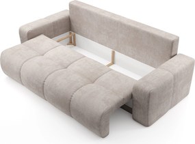 Masseno Sofa DUCA z funkcją spania i pojemnikiem na pościel, Rozkładana sofa - Beżowy, FLOW 03