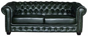 Kanapa 3-osobowa Chesterfield BRENTON 100% skóry bawolej - Kolor: zieleń cesarska