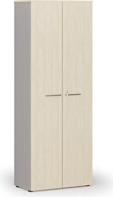 Szafa biurowa z drzwiami PRIMO GRAY, 800 x 420 x 2128 mm, szary/brzoza