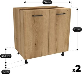 Zestaw Mebli Kuchennych MODERN 260 cm Dąb Evoke/Czarny Loftowy