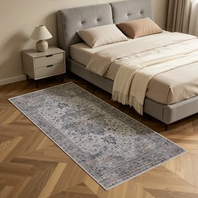 Dywan vintage INKA Klasyczny Medalion z Efektem Postarzenia Beżowo-Szary 80 cm x 150 cm