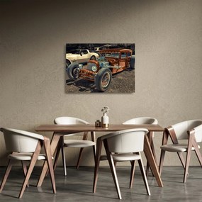 Obraz na szkle - brązowy samochód (70x50 cm)