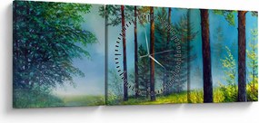 Obraz - Obraz olejny przedstawiający krajobraz (z zegarem) (90x30 cm)