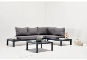 Czarno-szary aluminiowy zestaw mebli ogrodowych dla 3 osób Verona – Floriane Garden