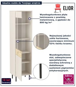 Nowoczesna szklana witryna na nóżkach kaszmir + dąb artisan B2-E68