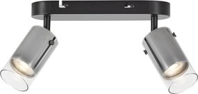 Nowoczesny reflektor sufitowy Gunmetal 2-punktowy obrotowy i regulowany - Drain