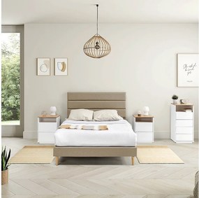 Rama łóżka platformowego Aroma z pikowanym zagłówkiem, 30 cm, 140x190 cm, beżowy.