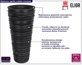 Antracytowa wysoka donica ogrodowa - Zexa