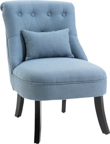 HOMCOM Niebieski Fotel Skandynawski Wypoczynkowy z Drewnianymi Nóżkami do Biura, Hotelu i Salonu 52,5cm x 69cm x 77cm | Aosom PL