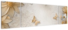 Obraz - Kwiaty z muszką (170x50 cm)