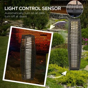 Outsunny Solarna lampa stojąca rattanowa z czujnikiem światła Automatyczna LED lampa solarna w stylu boho IP44 wodoszczelna | Aosom PL