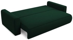 Zielona aksamitna rozkładana/ze schowkiem sofa 238 cm Kapua – Makamii