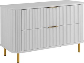 Szafka łazienkowa stojąca z szufladami i metalowymi nóżkami, kolor Biały, uchwyt złoty, nóżki złote, 100 x 41,5 x 66,7 cm
