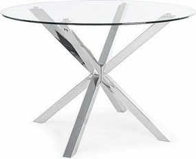Okrągły szklany stół ze stalową nogą o średnicy 114 cm - MAY
