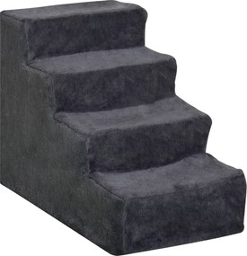 PawHut Schodki dla psa 4-stopniowe, zdejmowany pokrowiec, dla małych psów, 44 cm, ciemnoszary