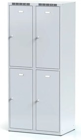 Alfa 3 Szafka skrytkowa S6, 4 schowki, 1800 x 800 x 500 mm, zamek cylindryczny, drzwi szare