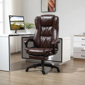 Vinsetto Fotel biurowy ergonomiczny z masażem regulowane siedzisko brązowy 68x68x119-127 cm | Aosom PL