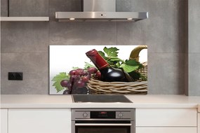 Szklany Panel Kosz winogrona wino