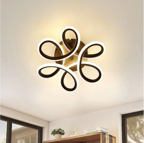 NETTLIFE czarna lampa sufitowa LED 17W 3000K nowoczesna lampa do przedpokoju ciepła biała geometria metalowa konstrukcja do przedpokoju wejście do sypialni kuchnia