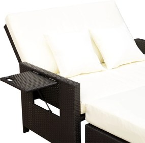 Outsunny Sofa ogrodowa z technorattanu Funkcja leżanki 2osobowa Podnóżek Brązowa z poduszkami | Aosom PL