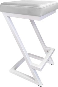 Hoker ZETA krzesło barowe tkanina Welur podstawa metalowa LOFT : Kolor Stelaża - Biały, Kolor tkaniny - VELVET - MG39