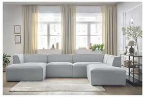 Jasnoszary sztruksowy narożnik modułowy (prawostronny/w kształcie litery U) Megeve – Bobochic Paris