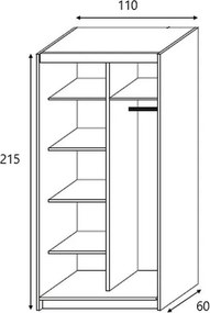 Szafa Przesuwna NICOLA 110 cm Szafa Dwudrzwiowa Dąb sonoma