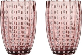 Szklanka Zafferano Perle Amethyst – dmuchane ustami kolorowe szkło, 32 cl, ręcznie robione – zestaw 2 kieliszków rzemieślniczych do wody lub koktajli