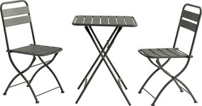 Składany metalowy zestaw ogrodowy - stół o długości 60 cm i 2 składane krzesła - Antracytowy szary - MIRMANDE od MYLIA