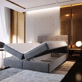 Wyprzedaż Łóżko tapicerowane boxspring GLORIEN 140x200 cm purpurowe II. jakość