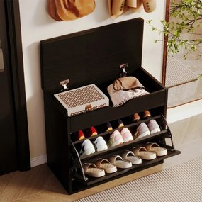 Szafka na buty z siedziskiem czarna do przedpokoju loft 60 cm