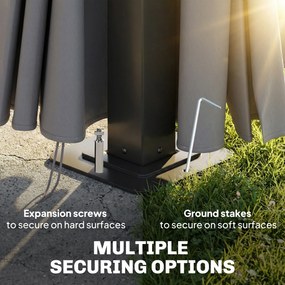 Outsunny Pawilon ogrodowy ok. 3,6x3m aluminiowy pawilon z 6 mm poliwęglanowym dwuwarstwowym dachem moskitierą 4 bocznymi panelami ciemnoszary | Aosom PL