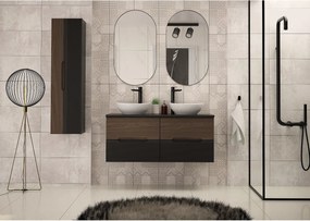 Zestaw Łazienkowy 120cm Szafka z Blatem Czarny Mat / Orzech Avella