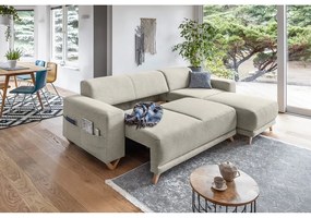 Beżowy rozkładany/ze schowkiem narożnik Classy Sophie – Miuform