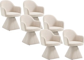 Zestaw 6 foteli obrotowych z podłokietnikami z tkaniny - Beżowe - VALYRA