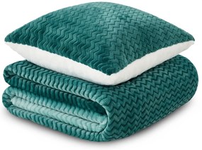 KOC I PODUSZKA WARM HUG TURKUSOWY OMBRE 200x200 cm Lazurowy