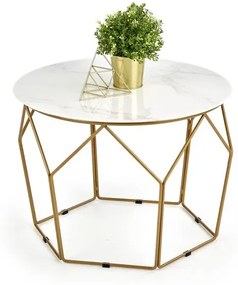 Ława MADISON 60x60 biały marmur/złota HALMAR