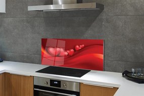 Panel szklany do Kuchni Czerwone Serca na Tle
