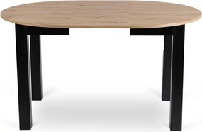 Zestaw Stół Okrągły Rozkładany HARRY 102-142 cm Dąb Artisan/Czarny i 4 Krzesła Tapicerowane BARI Beż Nowoczesne