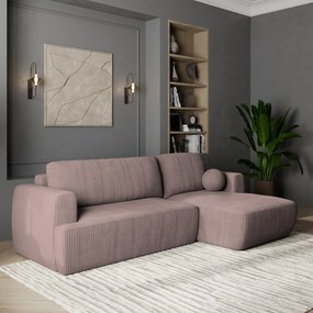 Masseno Narożnik SENTI z funkcją spania i pojemnikiem na pościel Narozniki L, Rozkładana sofa - Wrzosowy, POSO 130