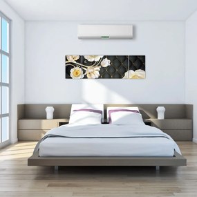 Obraz białych kwiatów róży (170x50 cm)
