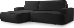 Masseno Narożnik SOLO z funkcją spania i pojemnikiem na pościel Narozniki L, Rozkładana sofa - Czarny, GERRA 75